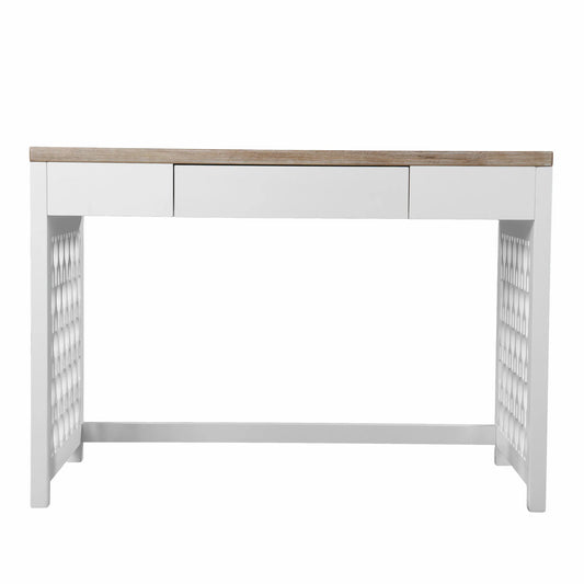HMS 43" Solid Wood Natural and White Modern Writing Desk with Three Drawers Fold - Loft&Timber