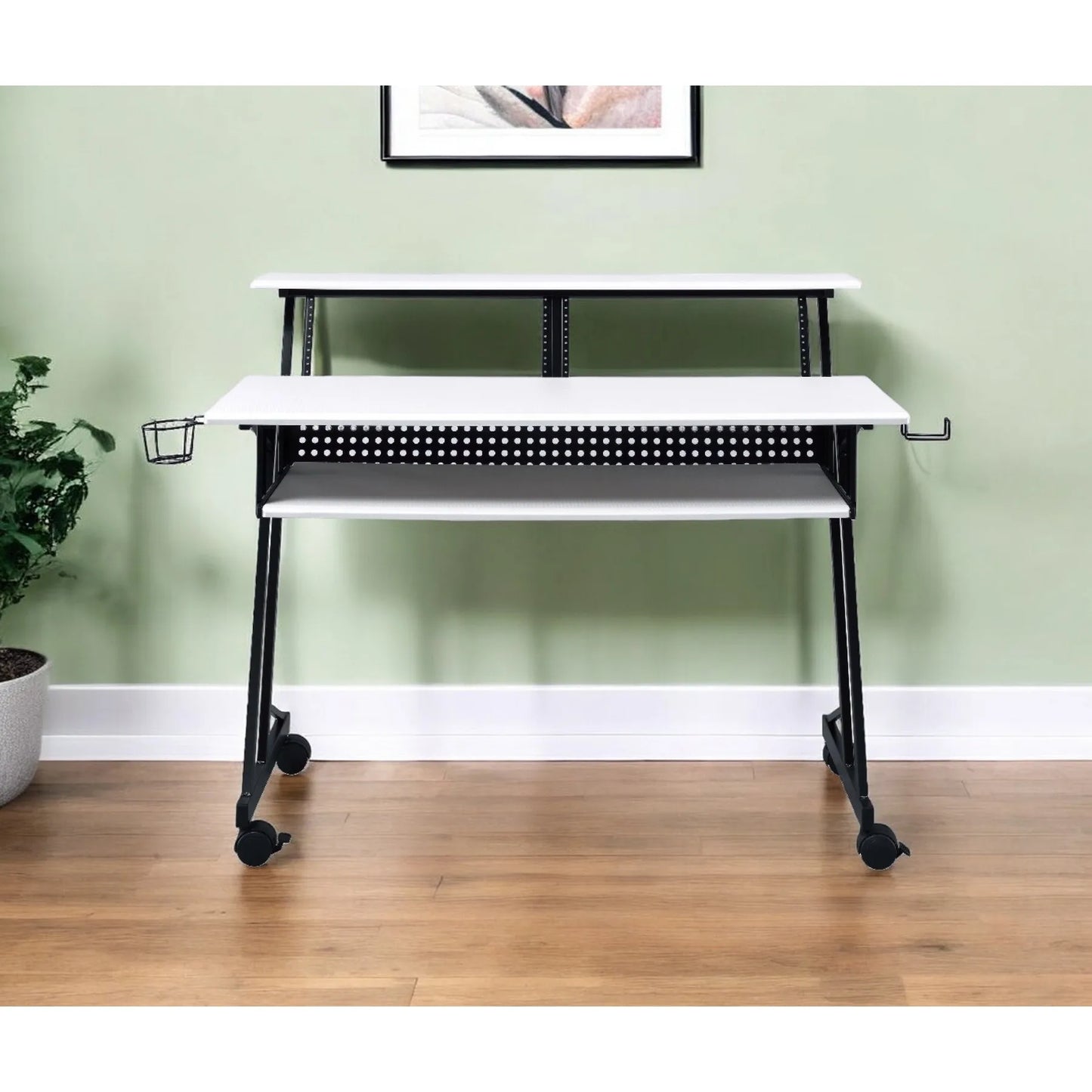 HMS 47" Modern White Black Computer Desk - Loft&Timber