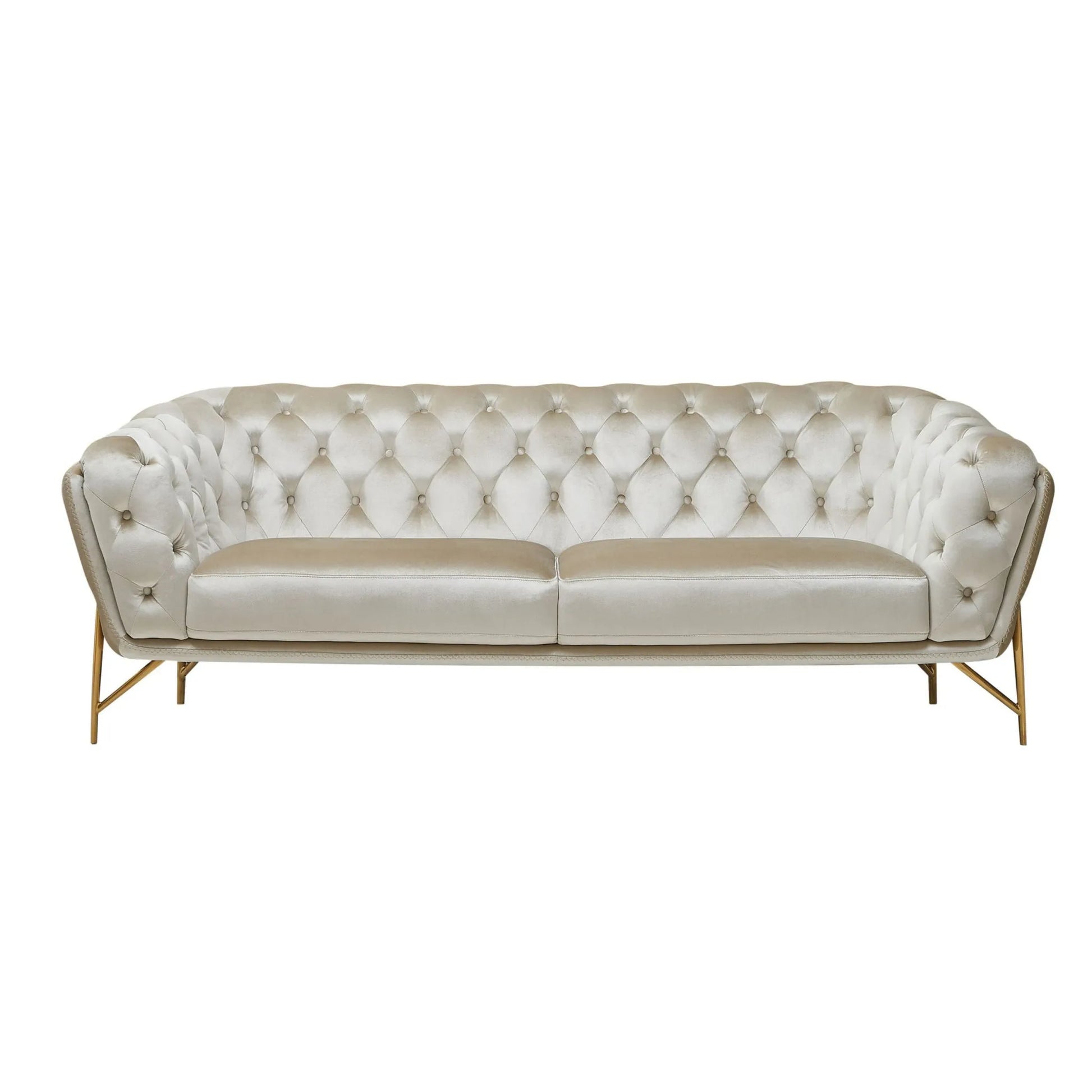 HMS 88" Beige Velvet Chesterfield Loveseat - Loft&Timber