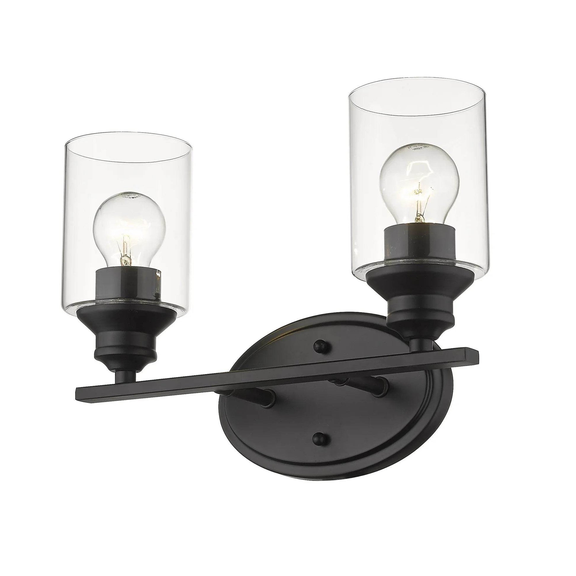 HMS Modern Two-Light Wall Sconces Matte Black Clear Glass Shade 220V - Loft&Timber