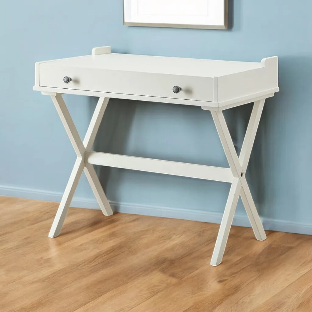 HMS 34" Antiqued White Solid Wood Flip Top Desk - Loft&Timber
