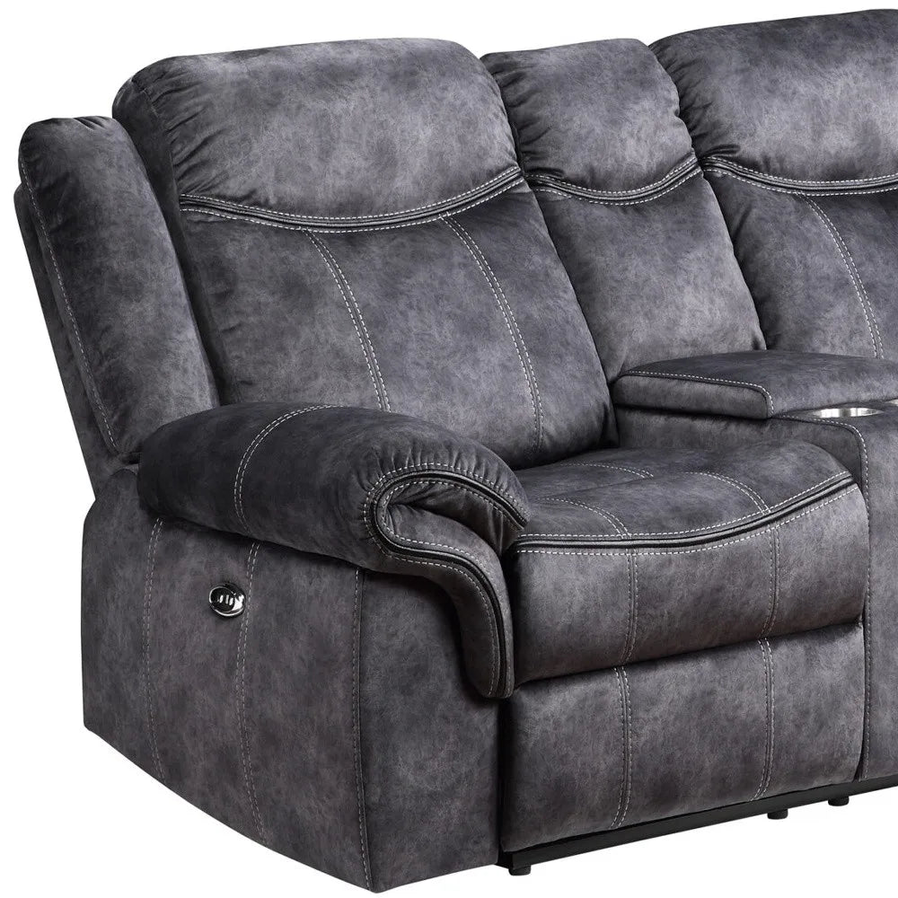 HMS 79" Dark Gray Microfiber Power Reclining Loveseat - Loft&Timber