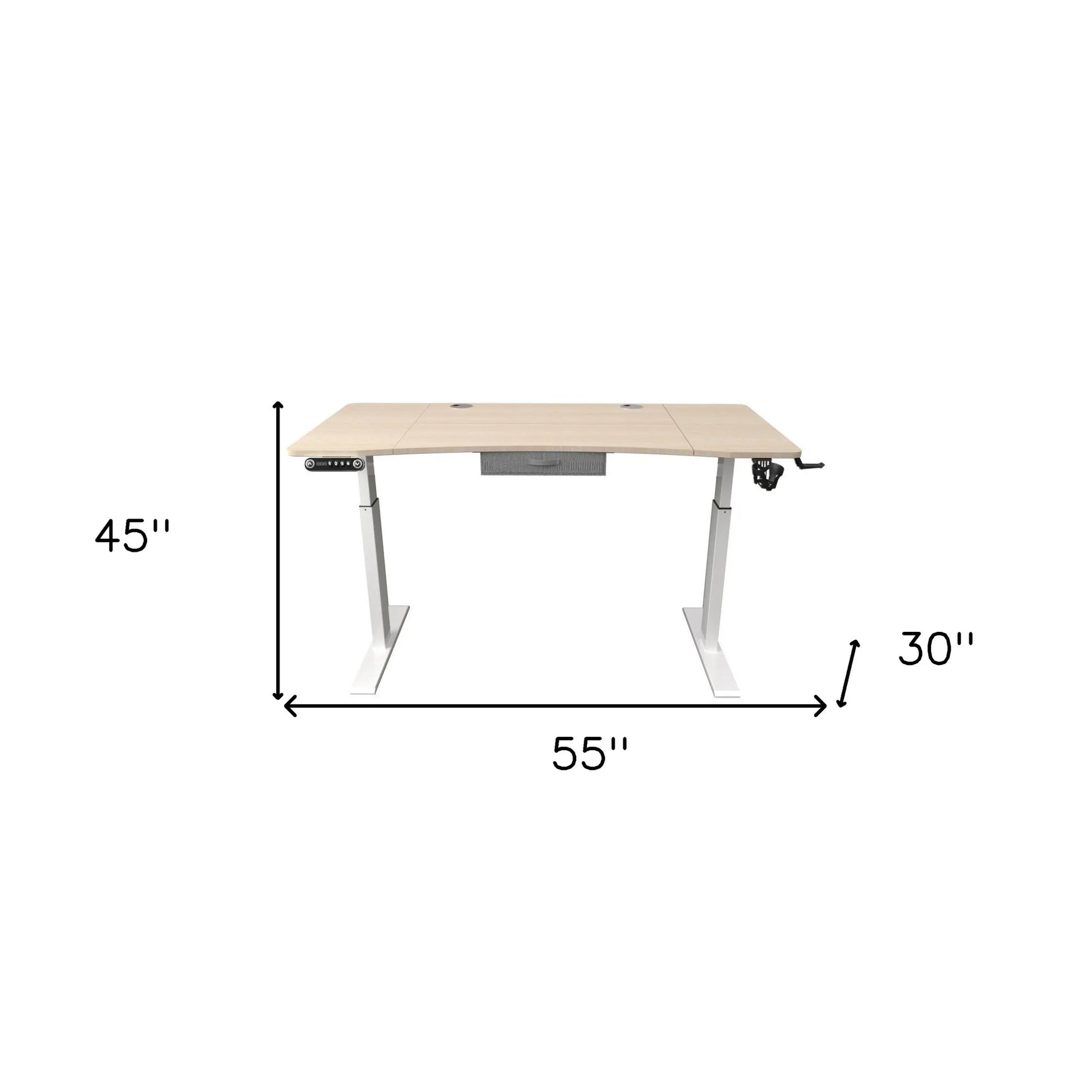 HMS 55" Adjustable Oak and White Modern Standing Desk - Loft&Timber