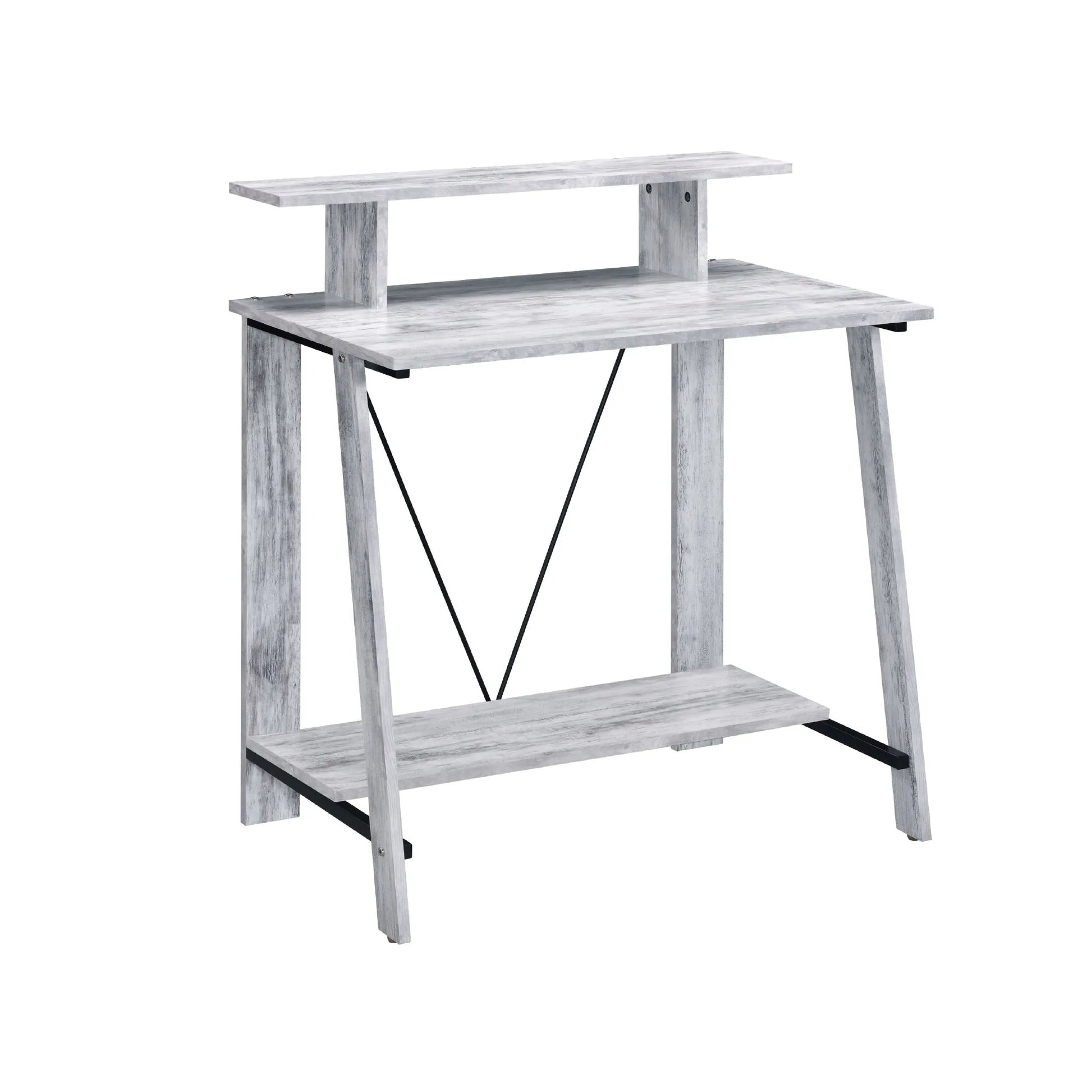 HMS 32" Antiqued White Desk Simple Design Computer Table - Loft&Timber