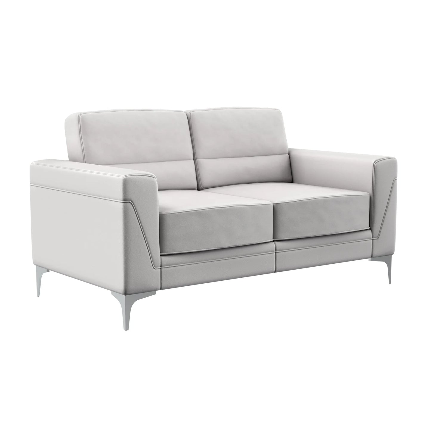 HMS 63" Light Gray Silver Faux Leather Loveseat - Loft&Timber