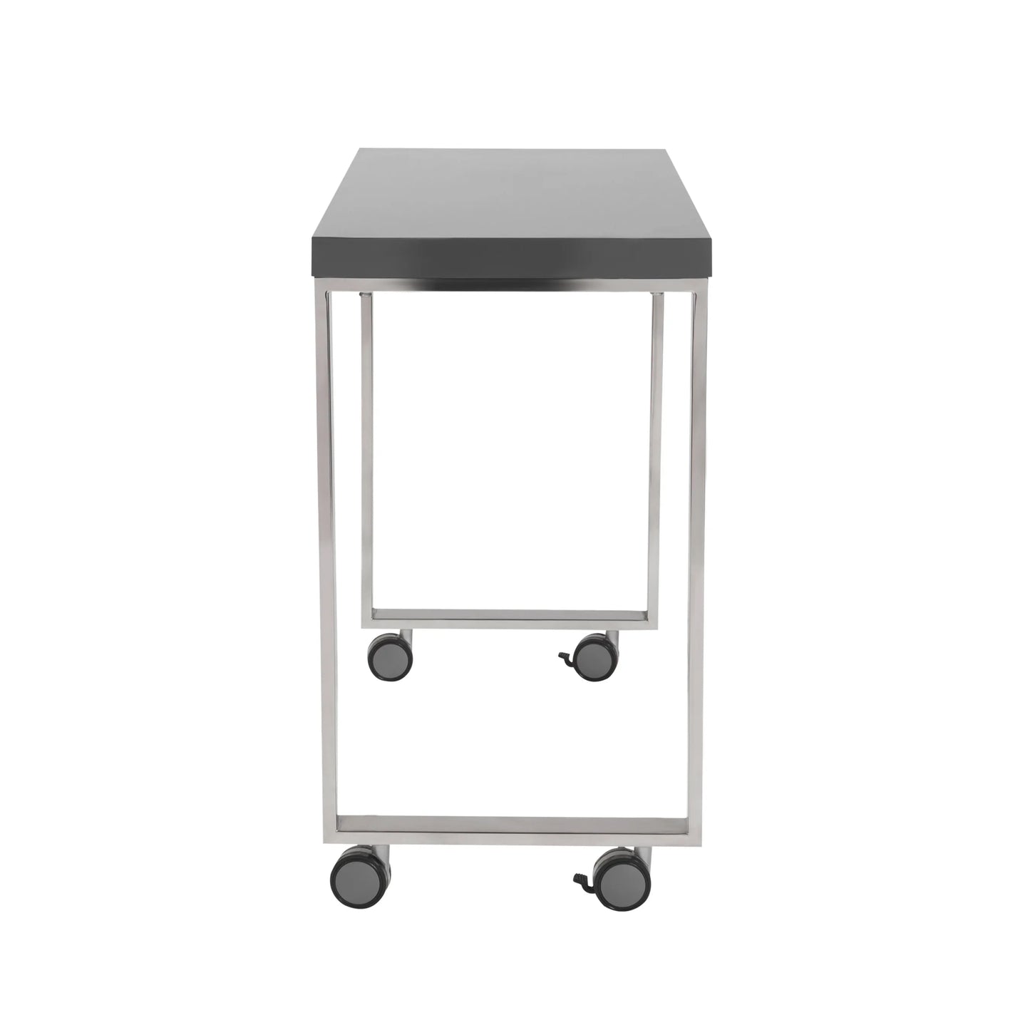 HMS 39" Gray and Silver Wood and Stainless Steel Rolling Sled Writing Desk - Loft&Timber