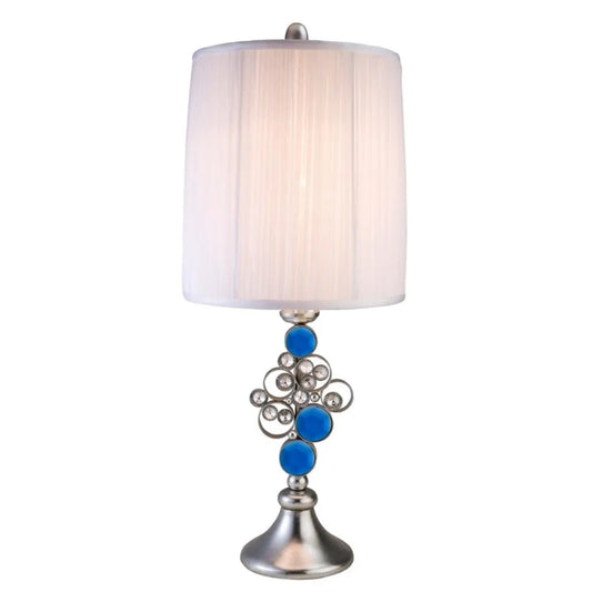 HMS 21" Silver Bedside Table Lamps with White Shade - Loft&Timber