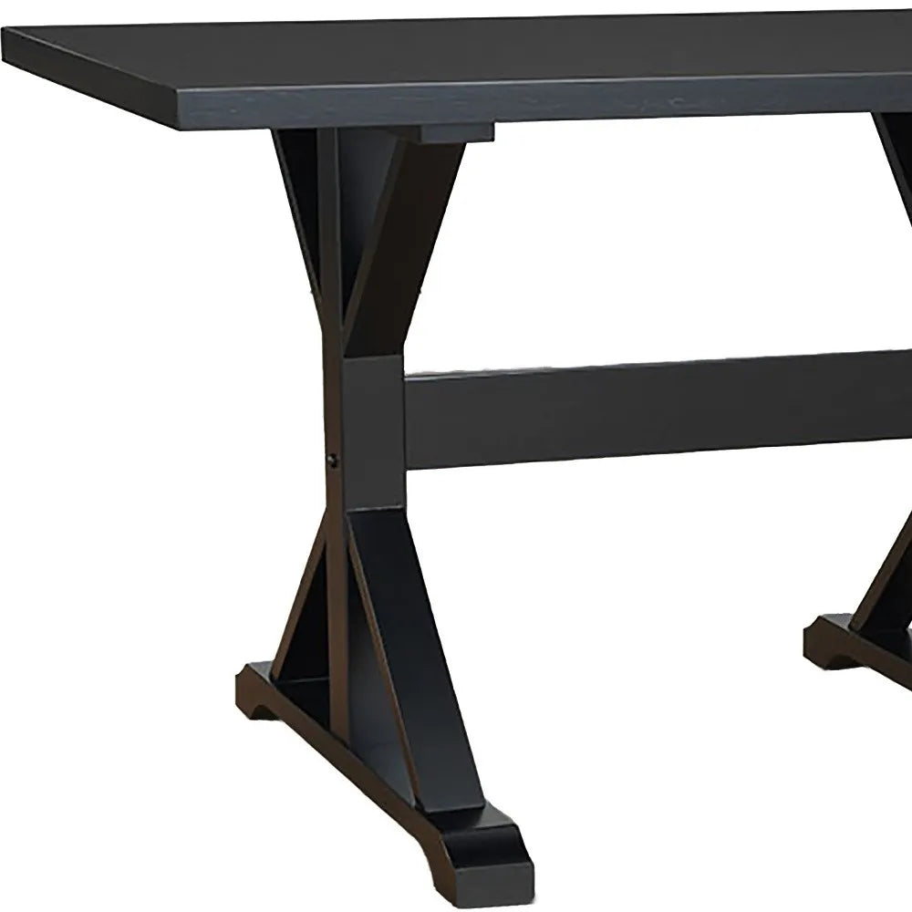 HMS 48" Modern Black Solid Wood Trestle Desk - Loft&Timber