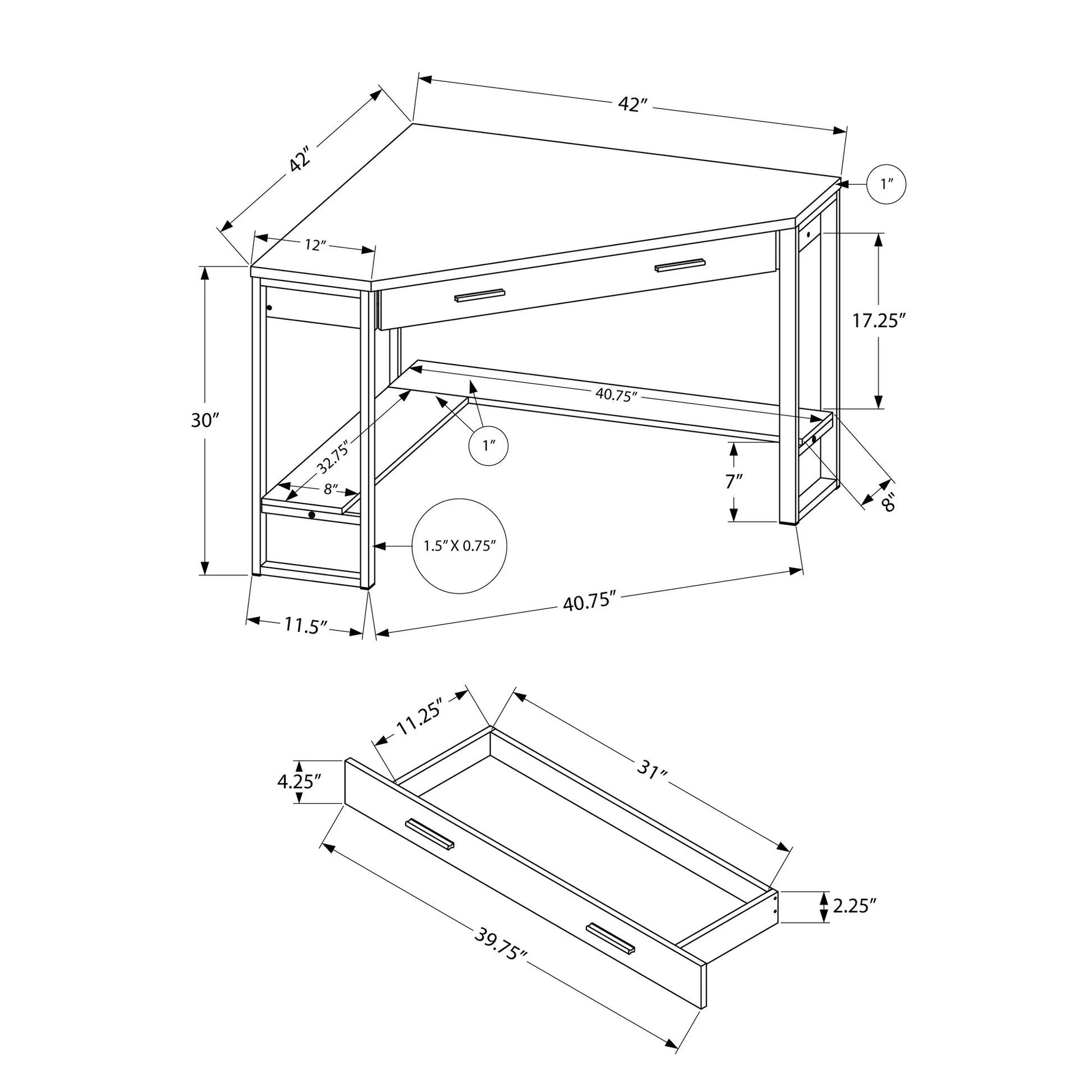 HMS 42" Modern Rustic Steel Computer Desk - Loft&Timber