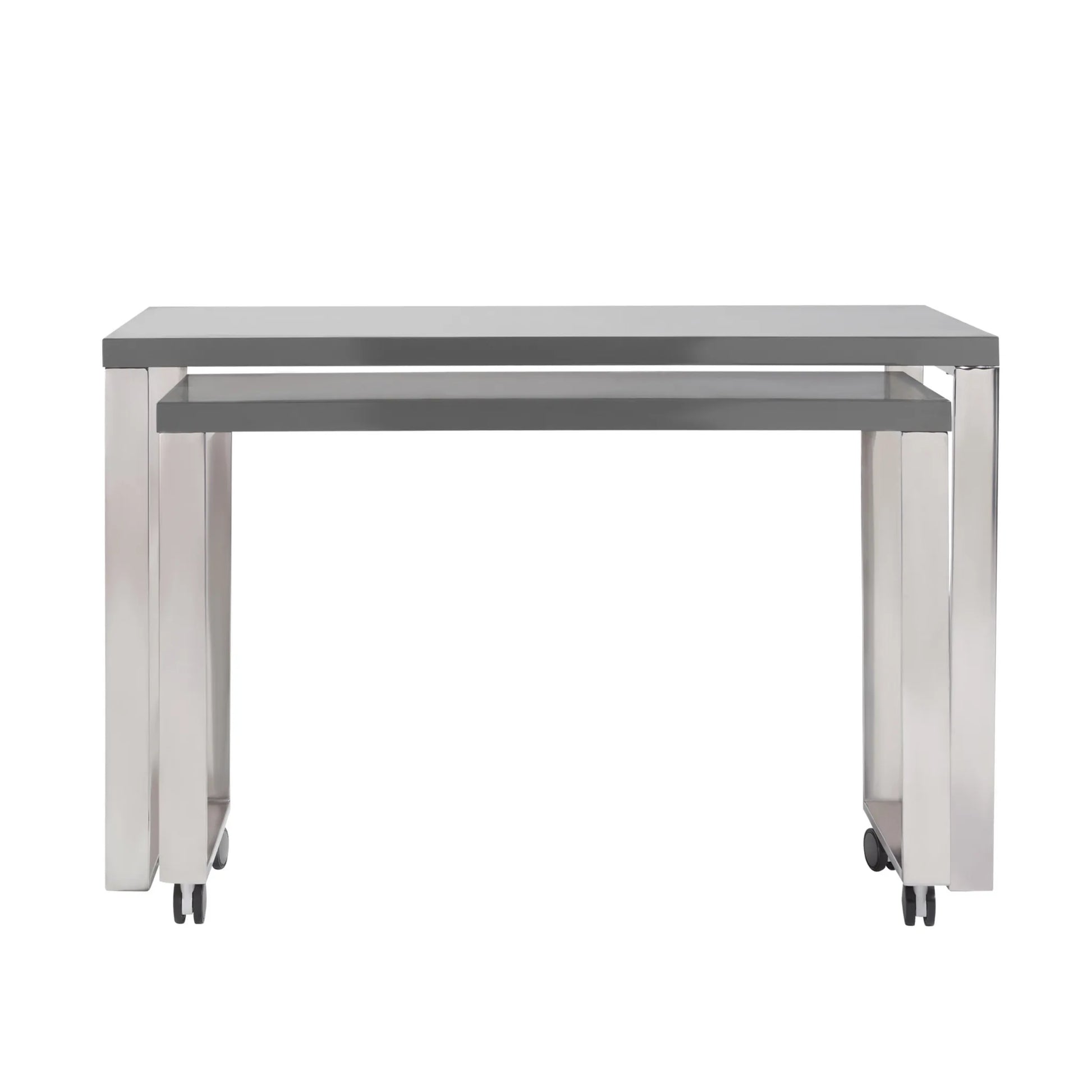 HMS 47" Gray and Silver Wood and Stainless Steel Sled Computer Desk - Loft&Timber