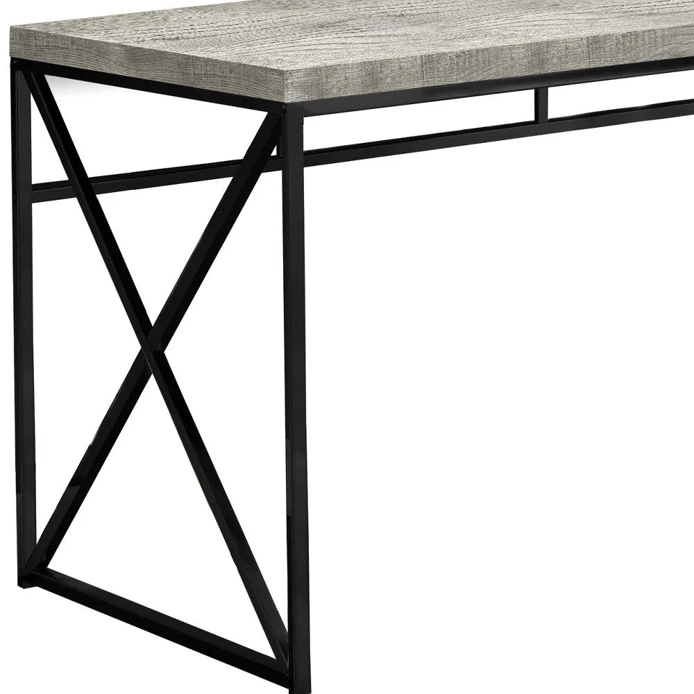 HMS 24" Gray and Black Solid Wood Computer Desk - Loft&Timber