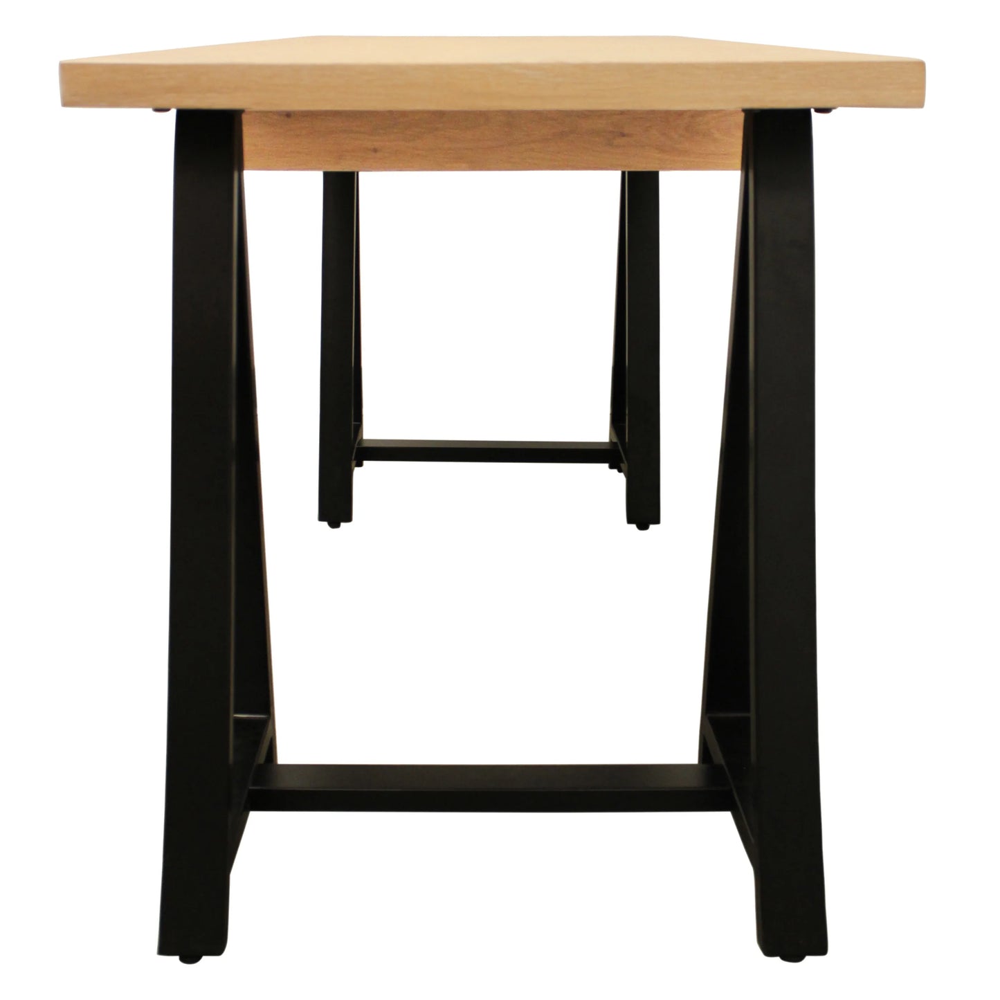 HMS 60" Executive Trestle Desk in Natural and Black Solid Wood with Metal Finish - Loft&Timber