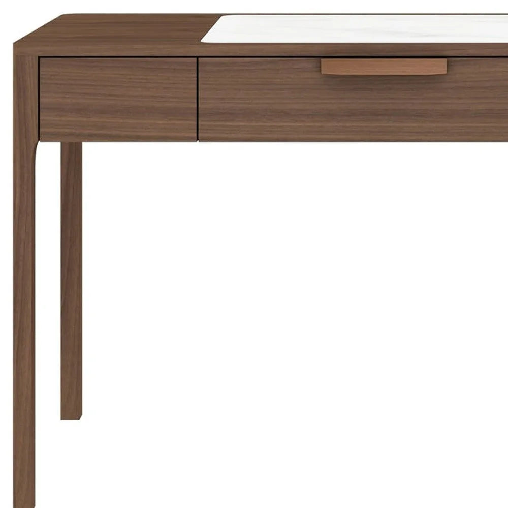 HMS 47" White and Brown Marble Wood Computer Desk - Loft&Timber