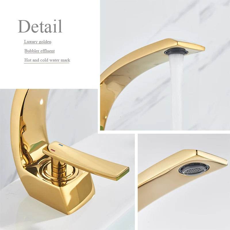 Polished Golden Bathroom Faucet - Loft&Timber