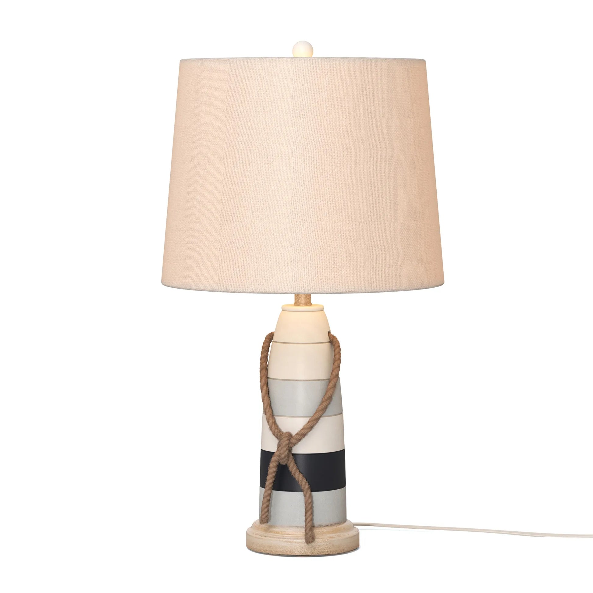 HMS Set of Two 27" Novelty Table Lamps Natural White and Blue Coastal Style with Off-White Empire Shade - Loft&Timber