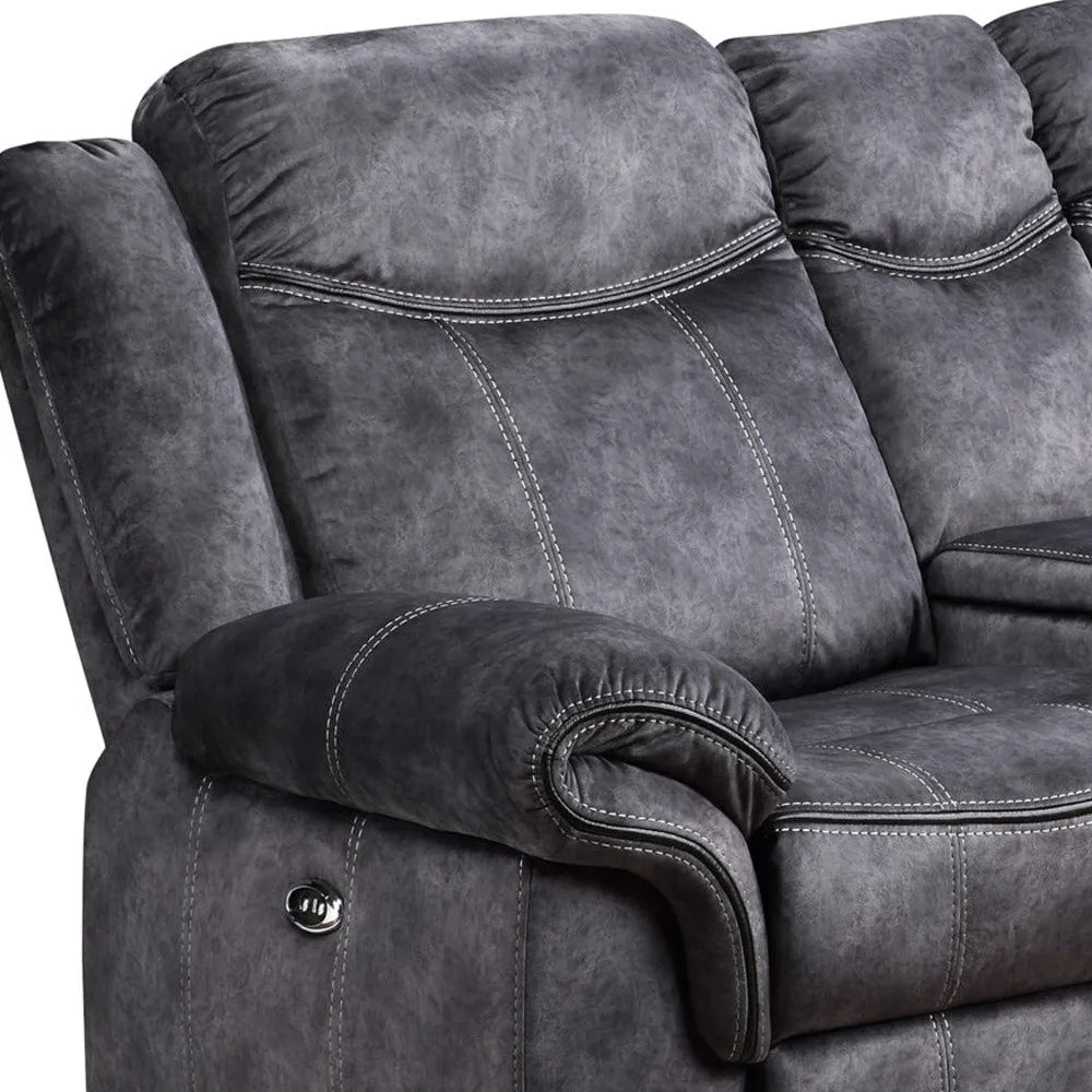 HMS 79" Dark Gray Microfiber Power Reclining Loveseat - Loft&Timber
