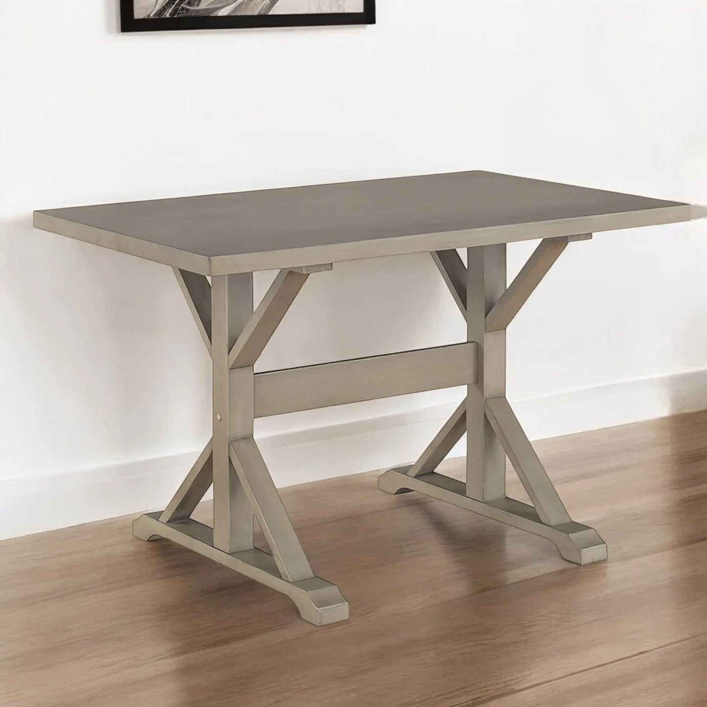 HMS 48" Gray Solid Wood Trestle Desk - Loft&Timber