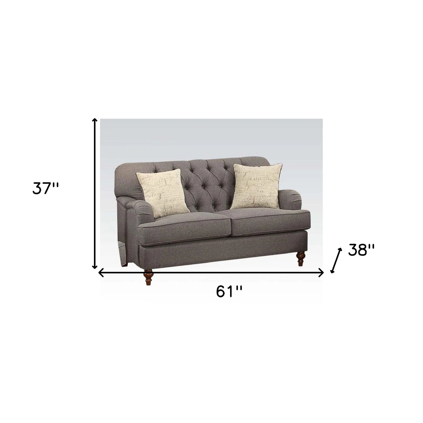 HMS 61" Sectional Sofa Dark Gray and Brown Loveseat Toss Pillows - Loft&Timber