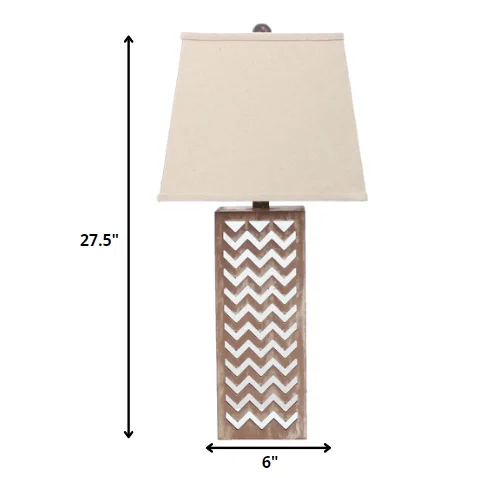 HMS 28" Distressed Natural and Silver Meta Lamp with Beige Cone Shade - Loft&Timber