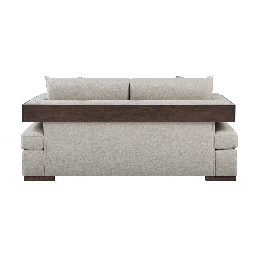 72" Beige and Brown Linen Loveseat - Loft&Timber