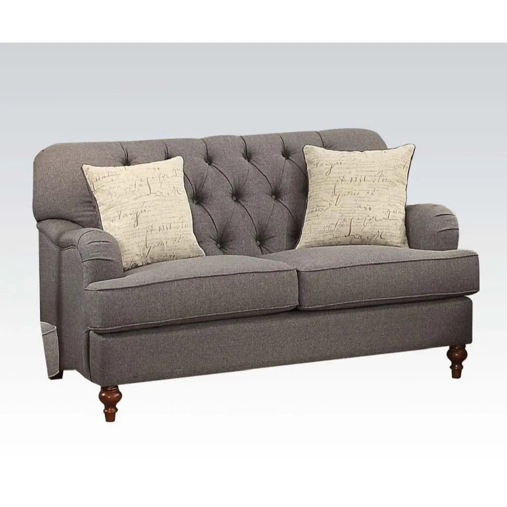 HMS 61" Sectional Sofa Dark Gray and Brown Loveseat Toss Pillows - Loft&Timber