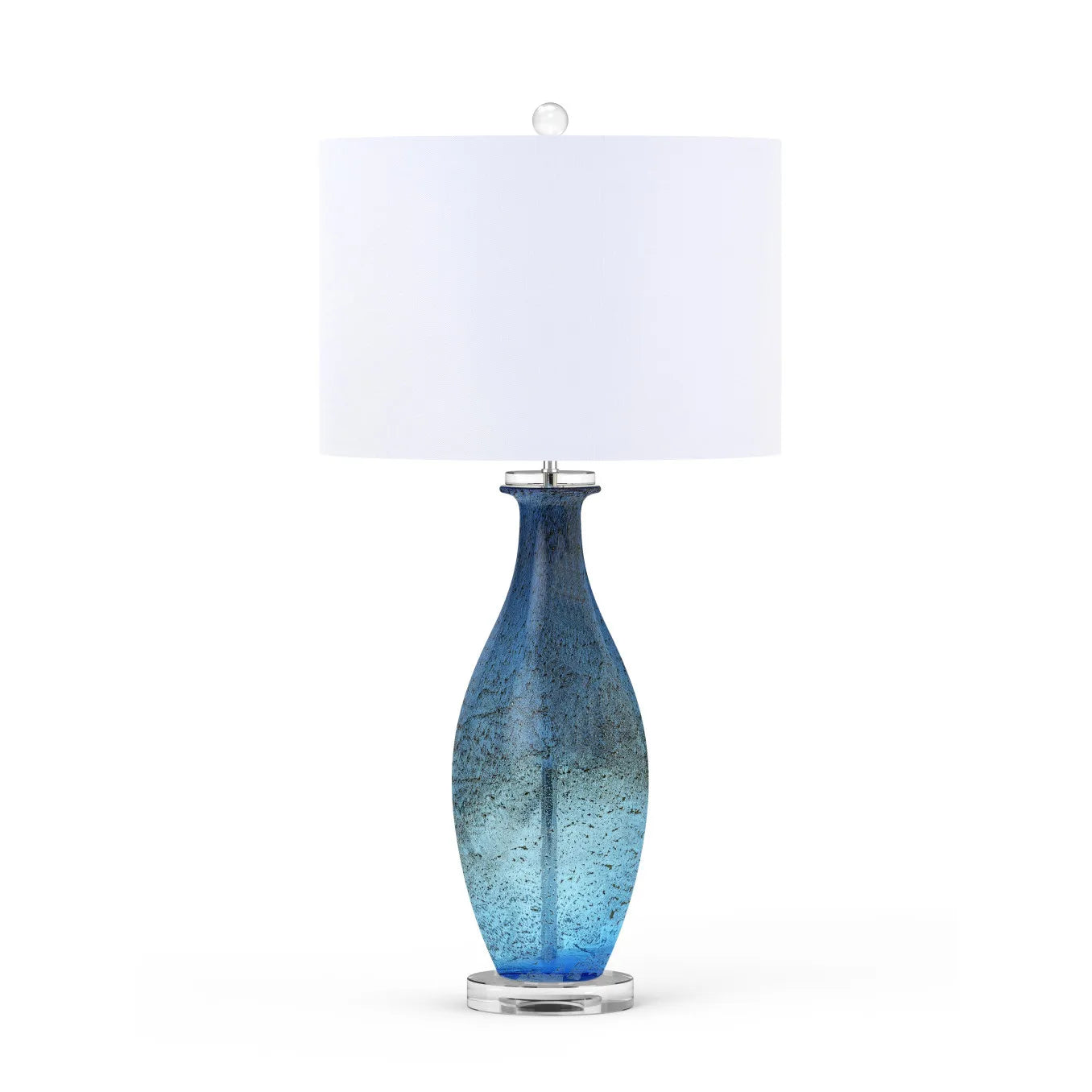Set of Two 30" Blue Crystal and Glass Table Lamps with White Drum Shades - Loft&Timber