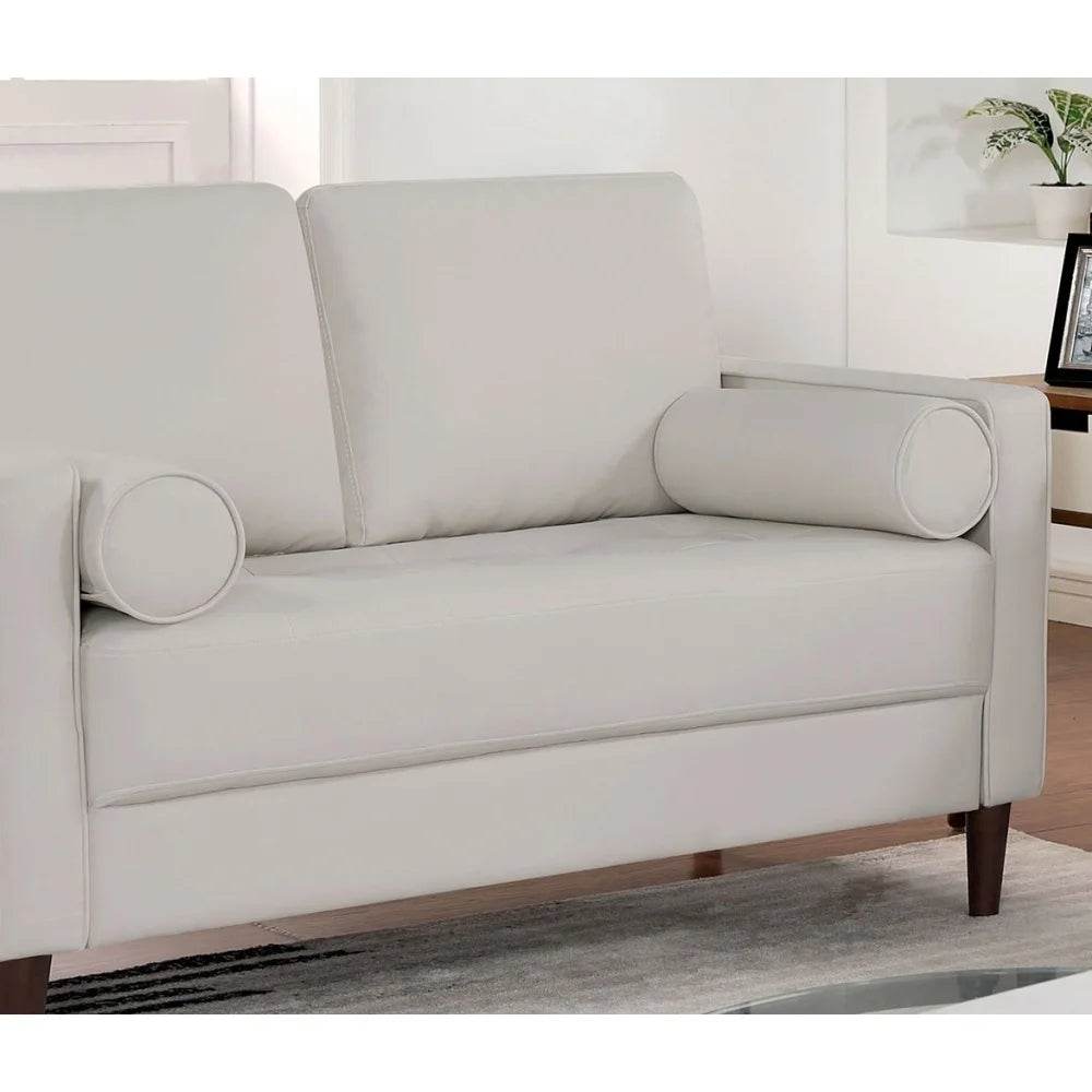Contemporary Style Loveseat Leatherette Upholstered with Pillows - Loft&Timber
