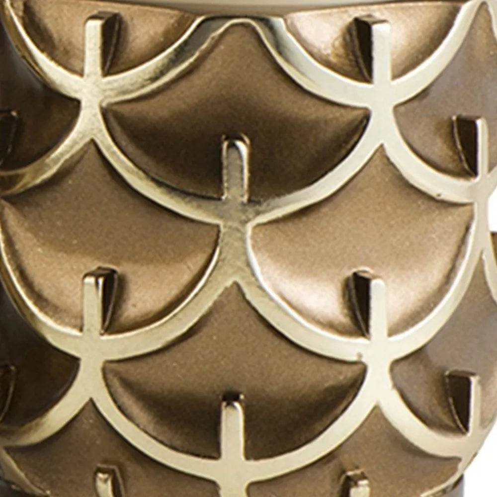 HMS Set of Two Antiqued Brass Tabletop Pillar Candle Holders - Loft&Timber