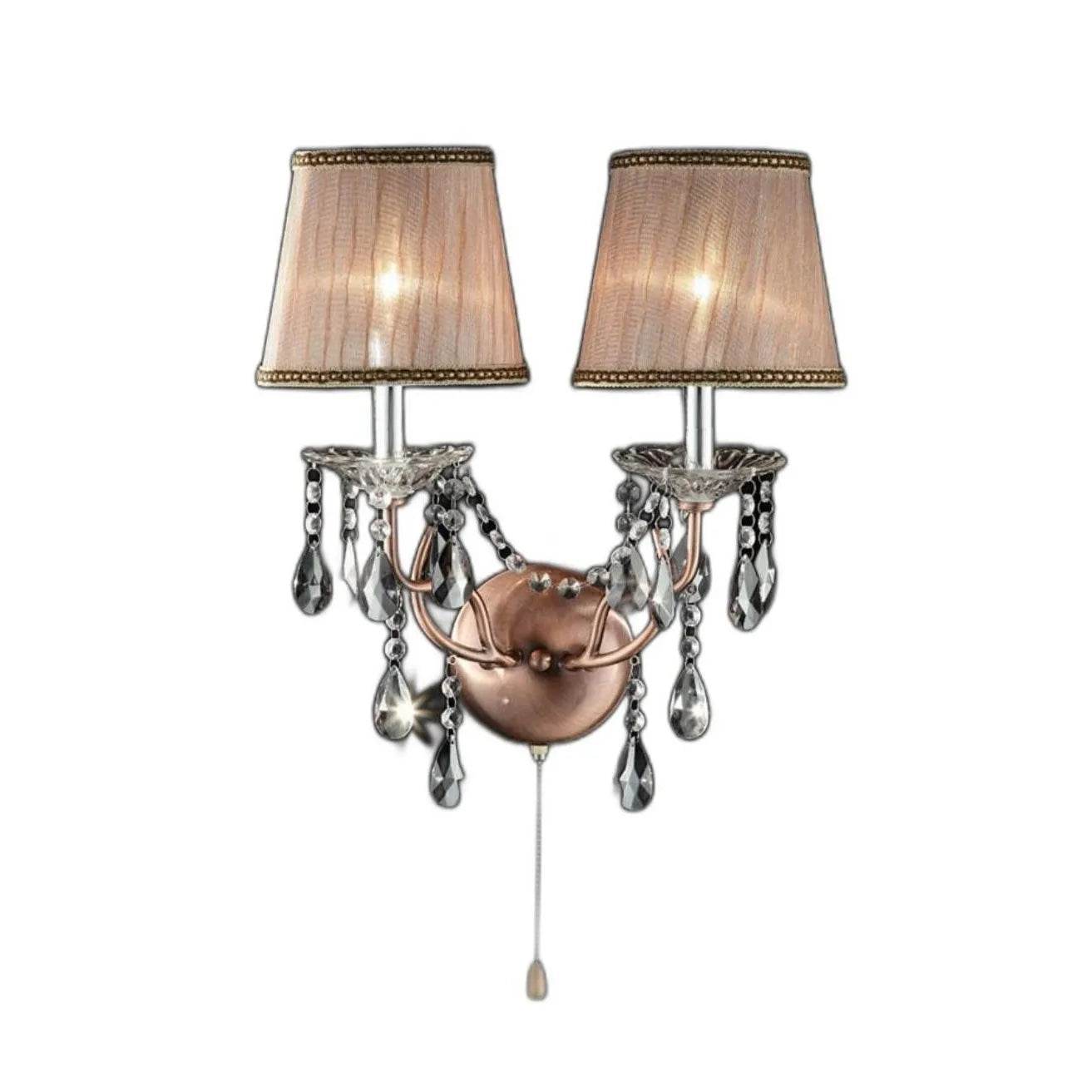 HMS Dual Light Hanging Wall Sconce Silver and Pink Faux Crystal Wall Lamps - Loft&Timber