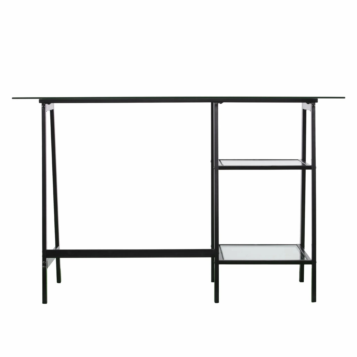 HMS Luxury 46" L-Shaped Clear and Black Glass Desk - Loft&Timber