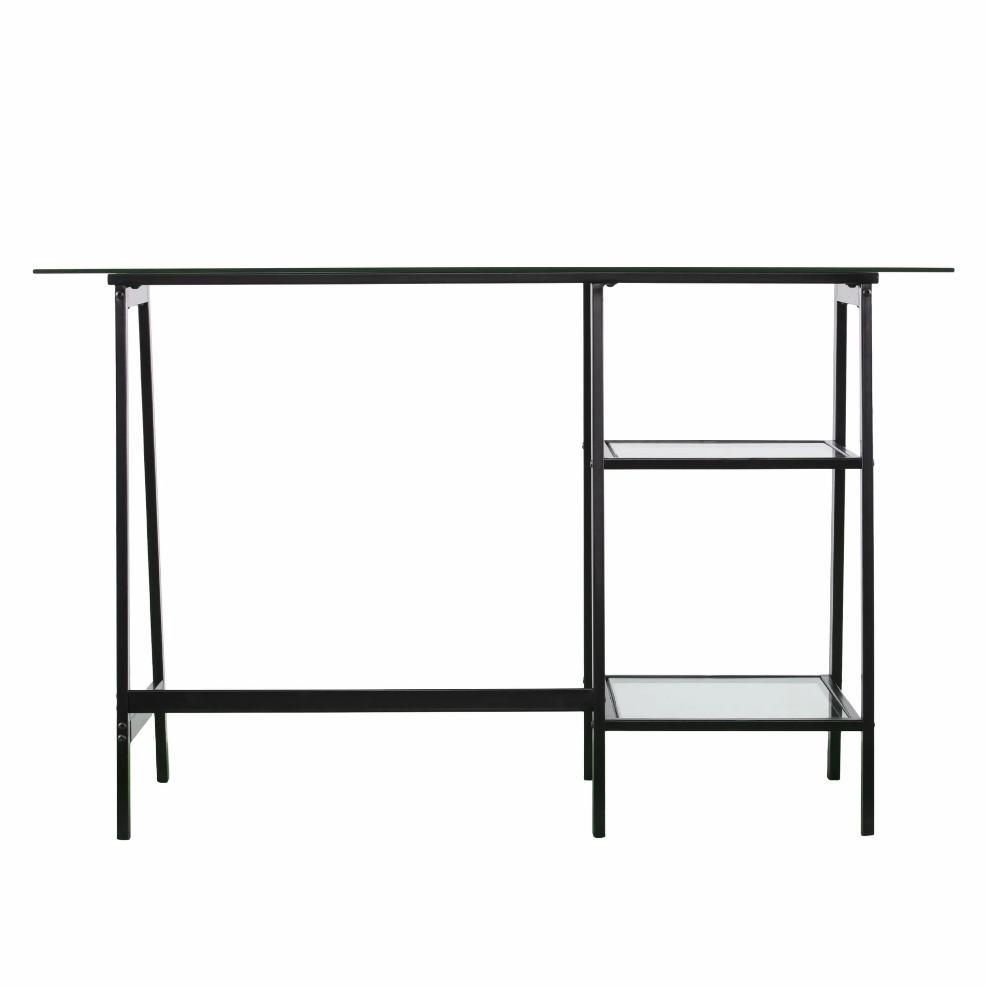 HMS Luxury 46" L-Shaped Clear and Black Glass Desk - Loft&Timber