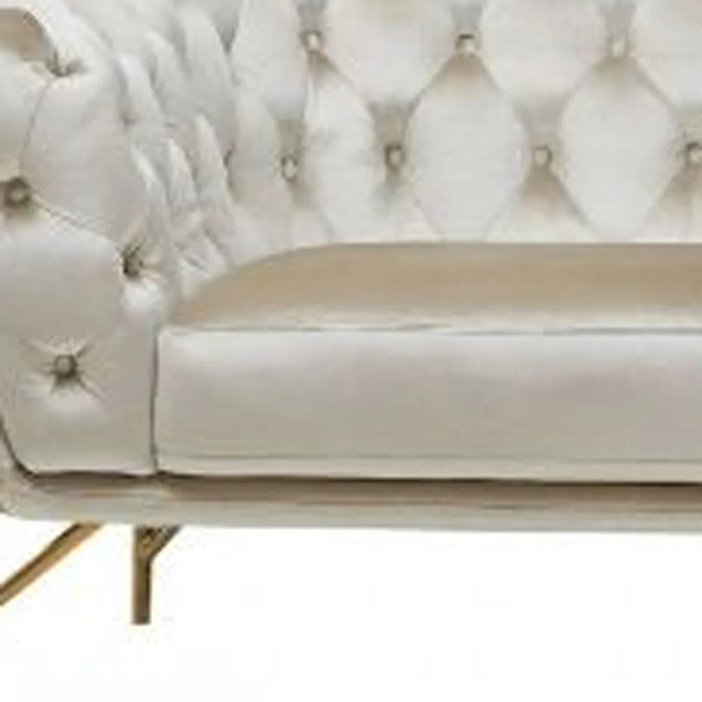 HMS 88" Beige Velvet Chesterfield Loveseat - Loft&Timber
