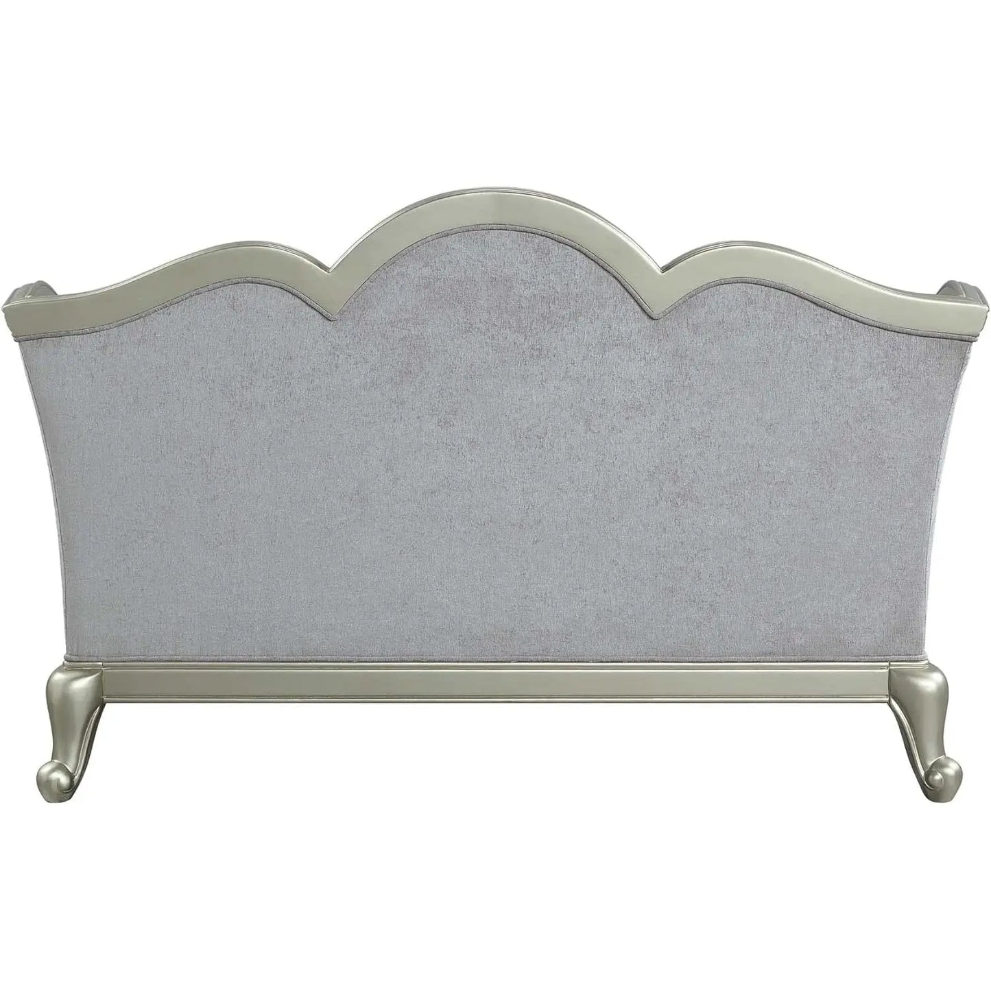 HMS 66" Light Gray and Champagne Damask Loveseat and Toss Pillows - Loft&Timber