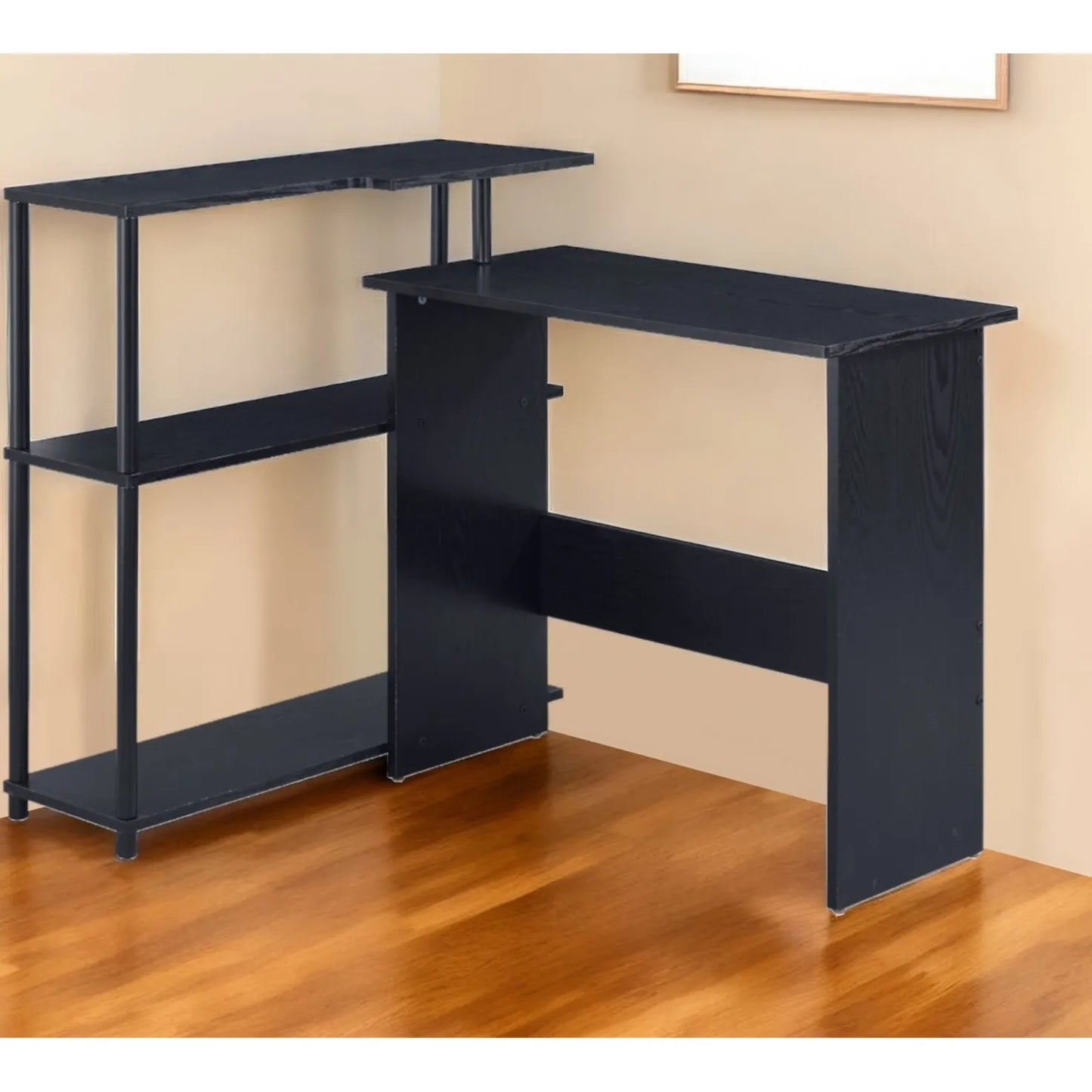 HMS 39" Black L-Shaped Wooden Desk - Loft&Timber