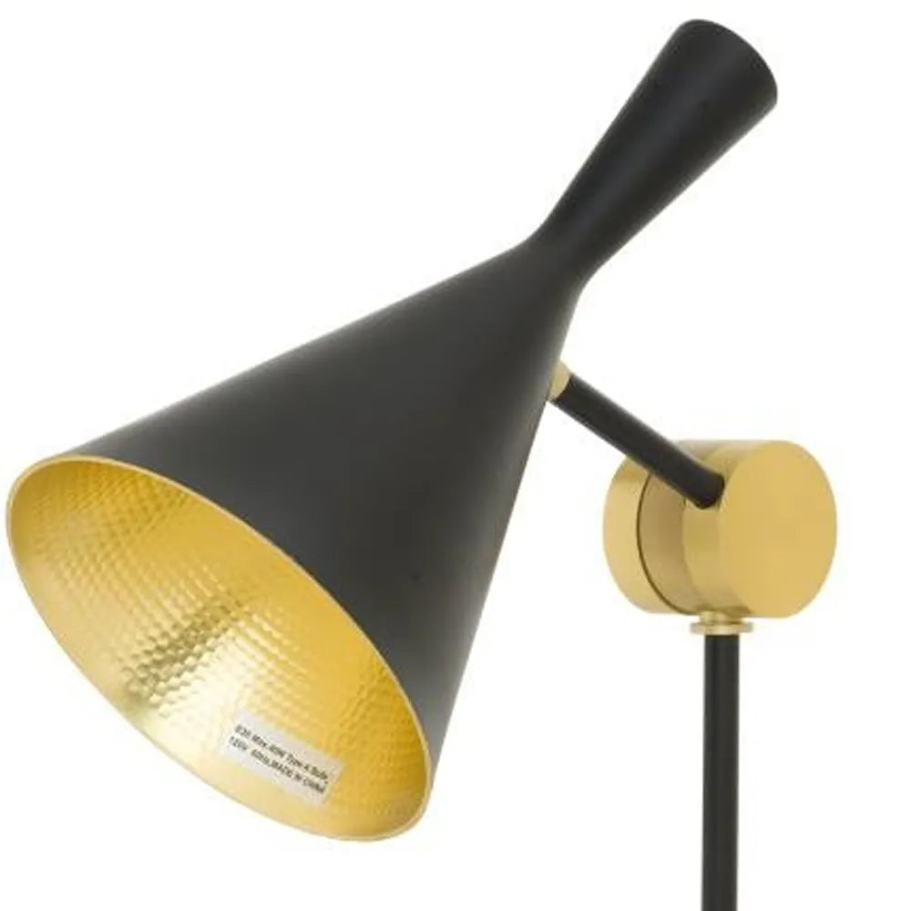 HMS Set of Two 23" Black Metal Geometric Desk Lamps with Black and Gold Cone Shade - Loft&Timber