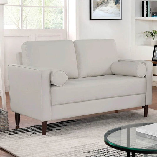 Contemporary Style Loveseat Leatherette Upholstered with Pillows - Loft&Timber