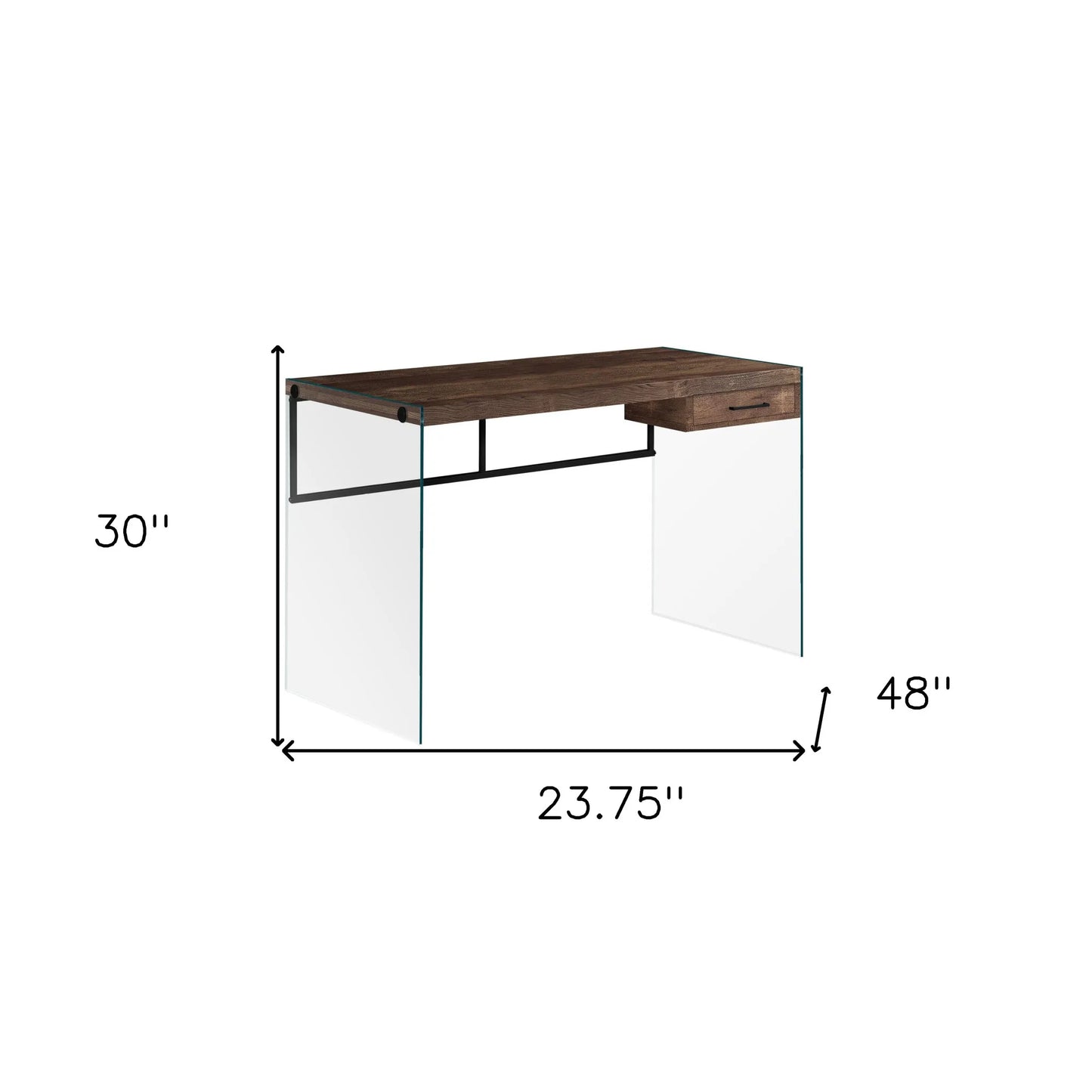 HMS 24" Brown and Clear Solid Wood Computer Desk - Loft&Timber