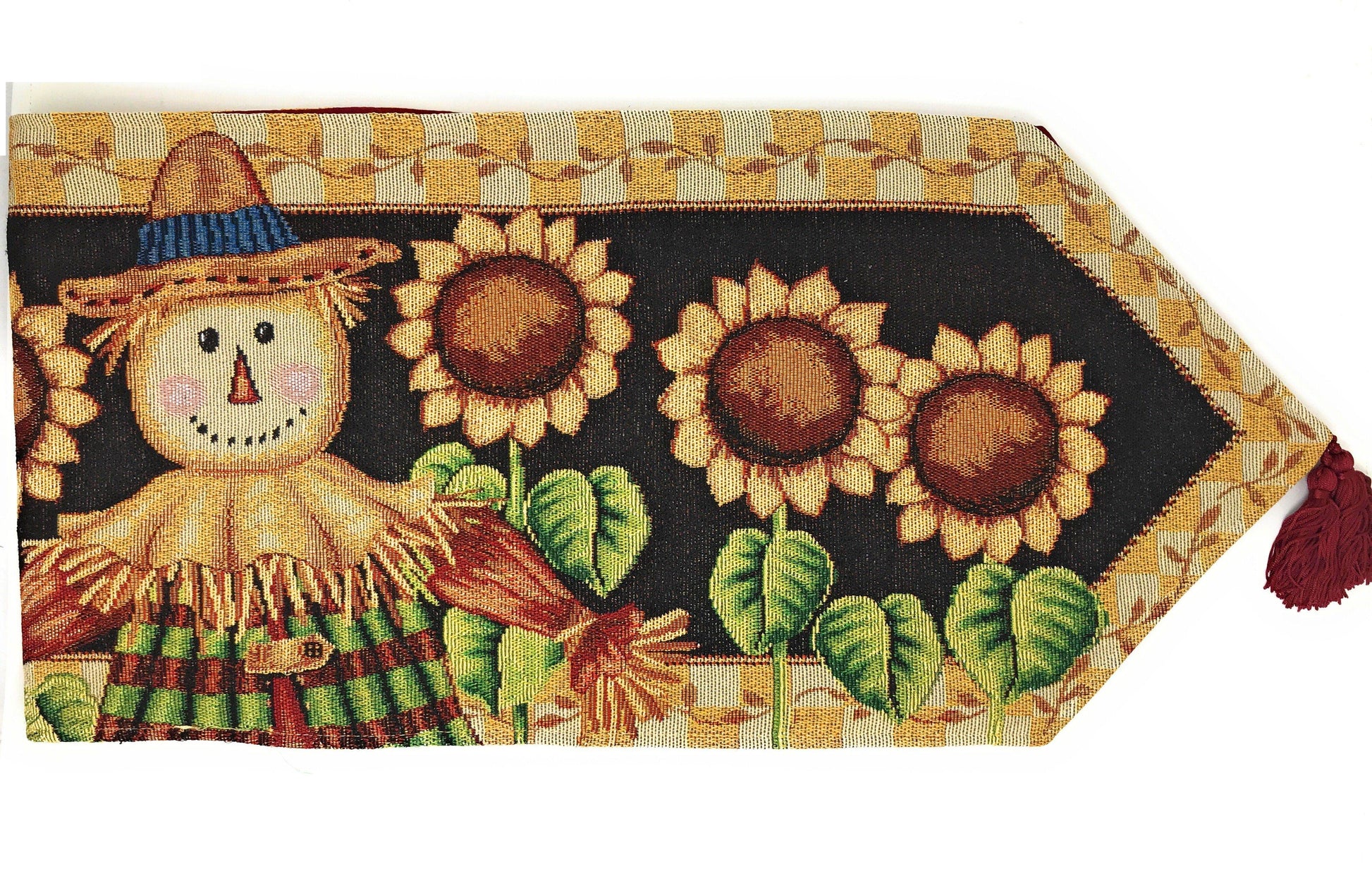 Tache Sunflower Field Scarecrow Autumn Harvest Woven Tapestry Table Runners - Loft&Timber