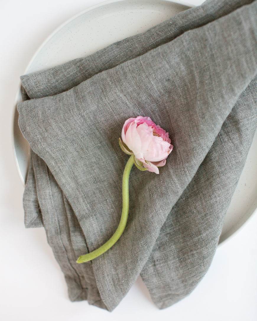 Stone Washed Linen Hemmed Dinner Napkins - Loft&Timber