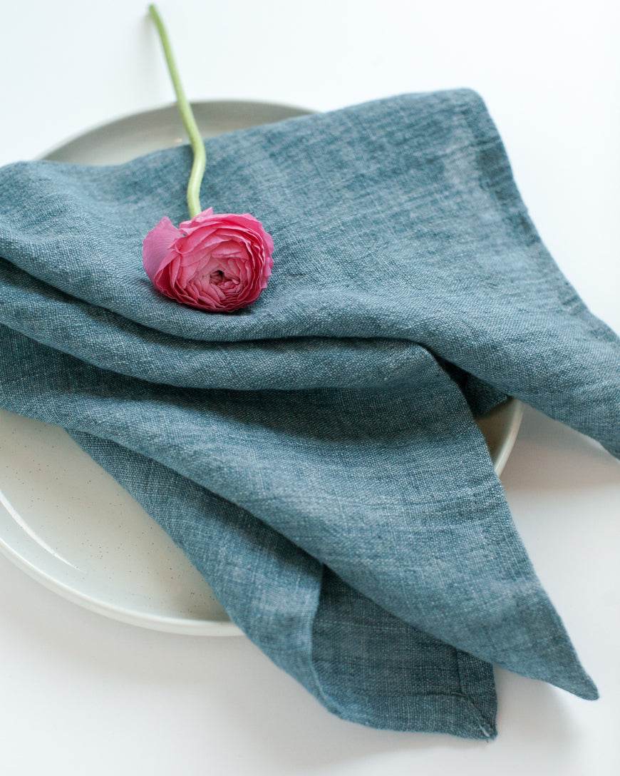 Stone Washed Linen Hemmed Dinner Napkins - Loft&Timber