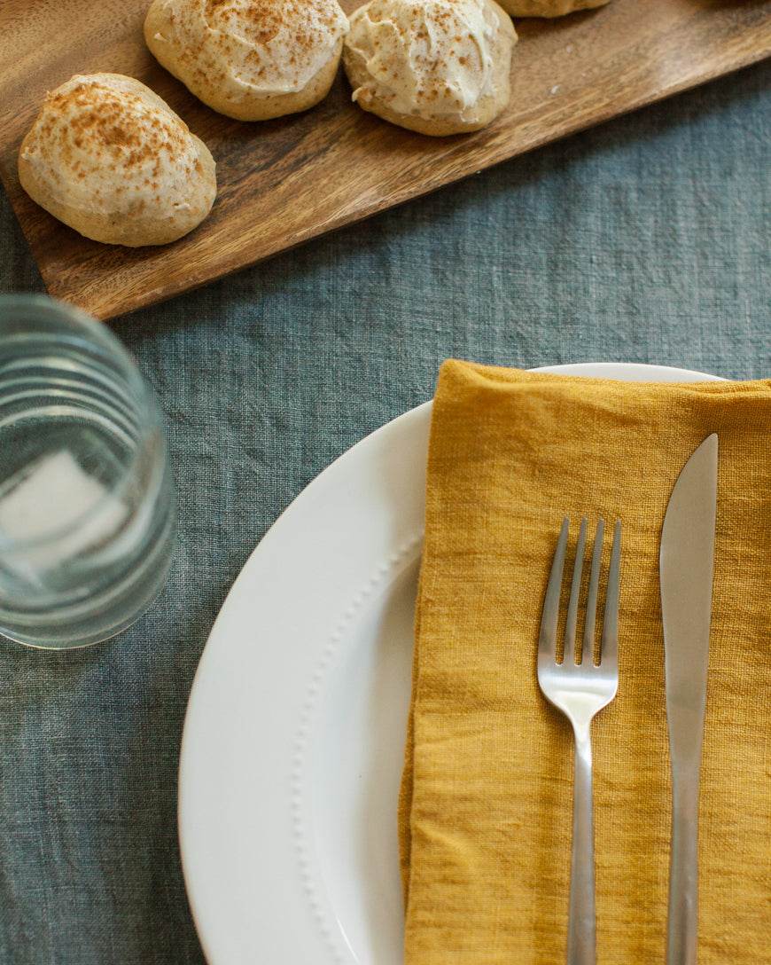 Stone Washed Linen Hemmed Dinner Napkins - Loft&Timber