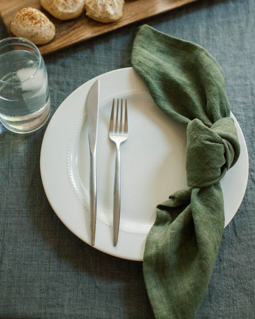 Stone Washed Linen Hemmed Dinner Napkins - Loft&Timber