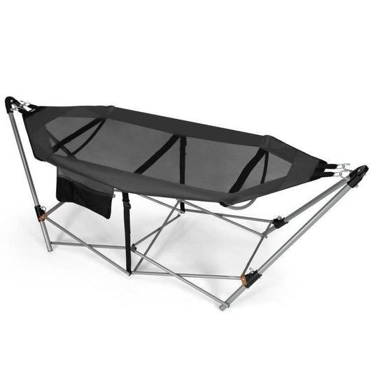 Grey Portable Camping Foldable Hammock with Stand and Carry Case - Loft&Timber