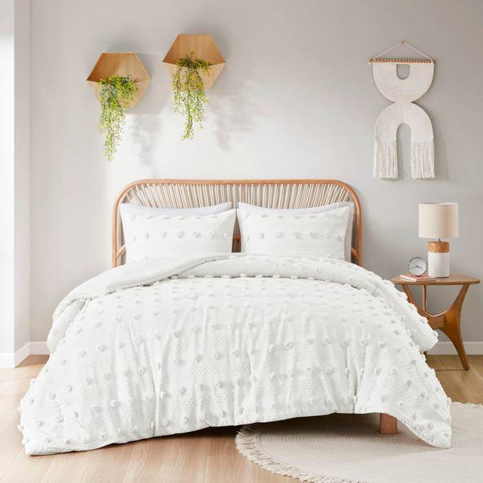 Twin/Twin XL 2-Piece Ivory Pompom Microfiber Comforter Set - Loft&Timber