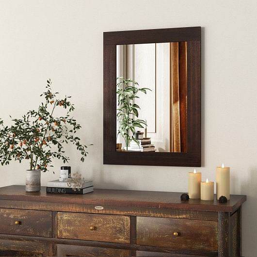 Wood Framed Wall Mirror for Bedroom Living Room Vanity Entryway-Brown - Loft&Timber