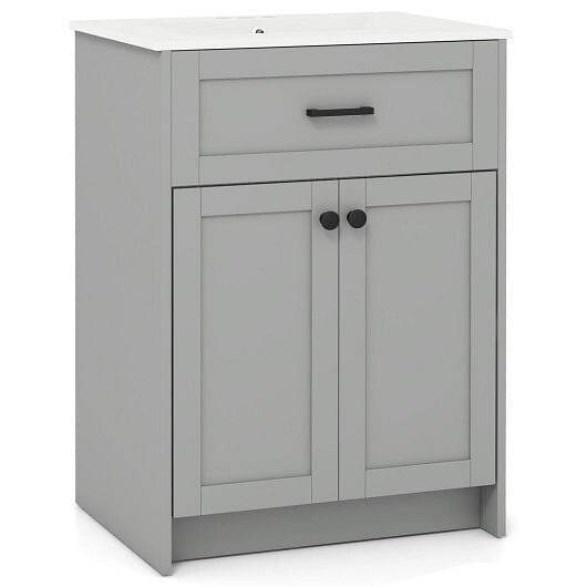 Bathroom Vanity Unit with Basin and 2 Doors-Gray - Loft&Timber