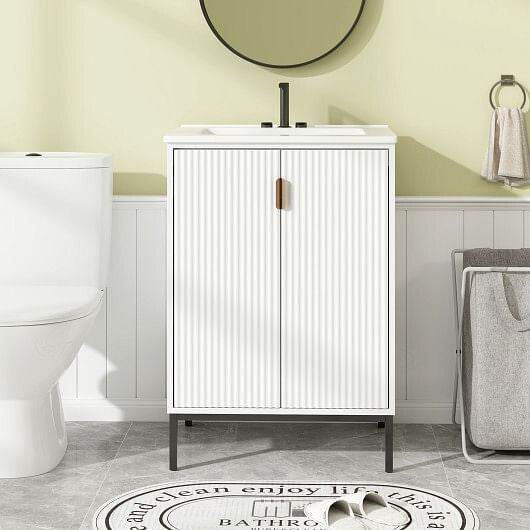 24 Inch Bathroom Vanity with Sink Combo and Adjustable Shelf-White - Loft&Timber