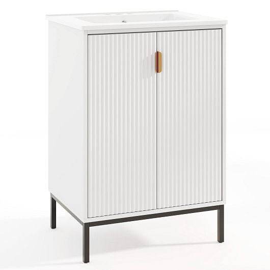 24 Inch Bathroom Vanity with Sink Combo and Adjustable Shelf-White - Loft&Timber