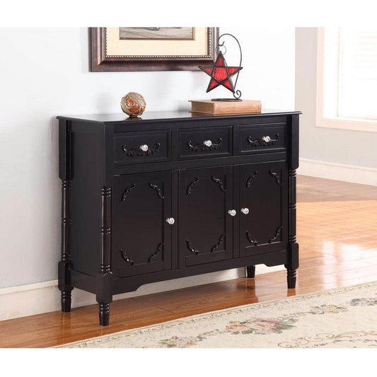 Solid Wood Black Finish Sideboard Console Table with Storage Drawres - Loft&Timber