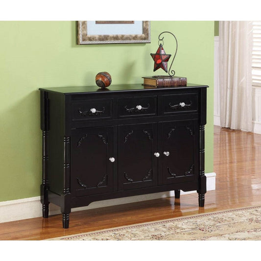 Solid Wood Black Finish Sideboard Console Table with Storage Drawres - Loft&Timber